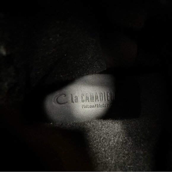 La Canadienne Jacques Black Suede Lace Up Lug Sole Heel Boot 8M - Picture 12 of 14